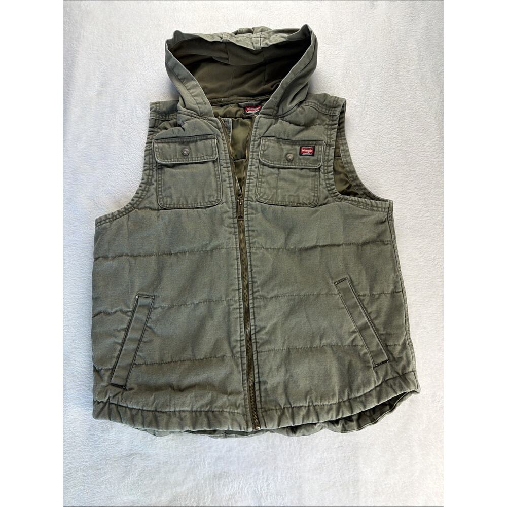 Wrangler Workwear Zip Up Vest With Hood Men L Lined